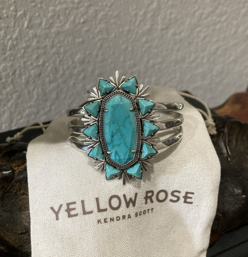 Kendra Scott Havana Turquoise Vintage Silver Cuff Bracelet Yellow Rose NWT