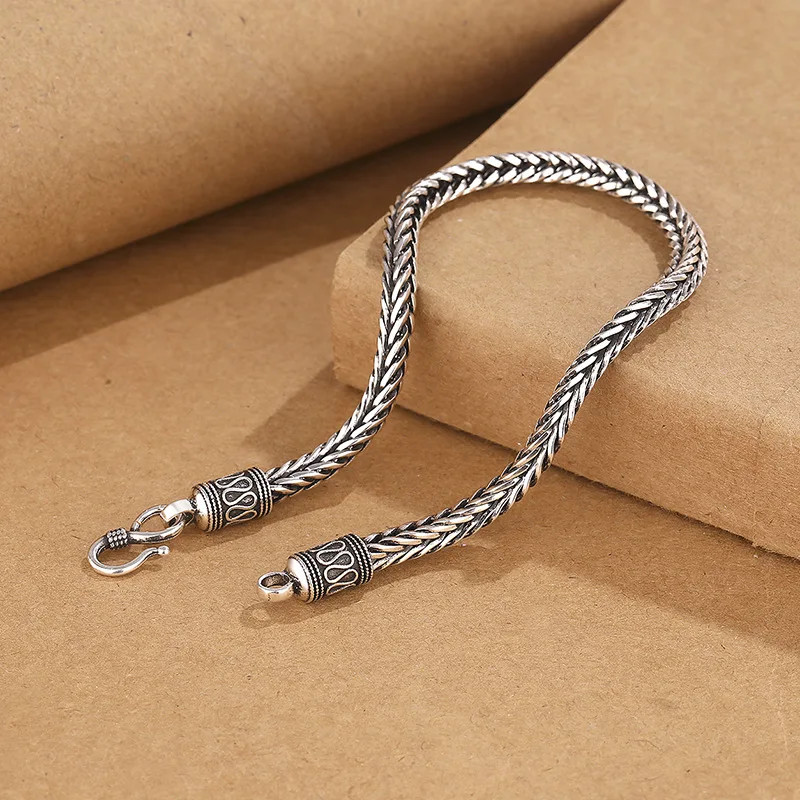 925 Sterling Silver Vintage Rope Chain Bracelet Unisex Jewelry