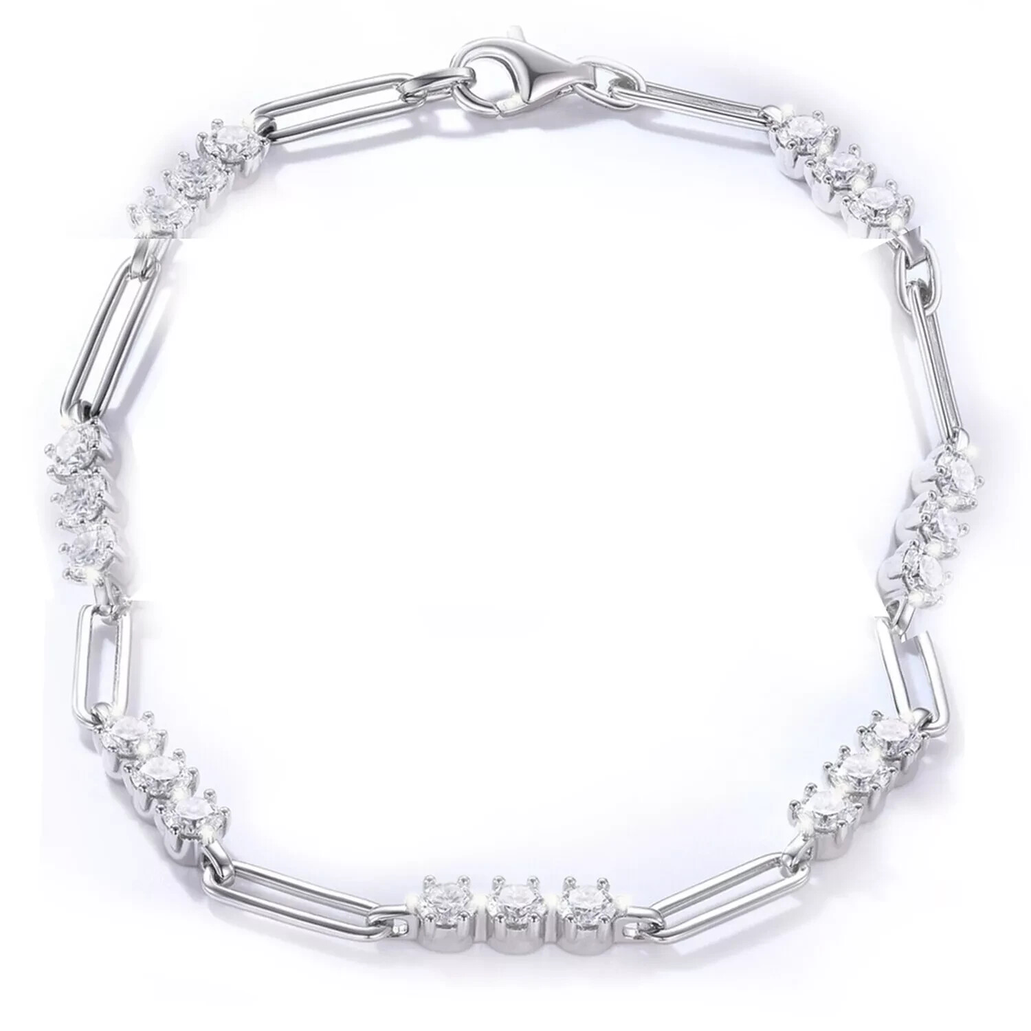 5.50 Ct Round Simulated Diamond 14K White Gold Plated Stylish Tennis Bracelet