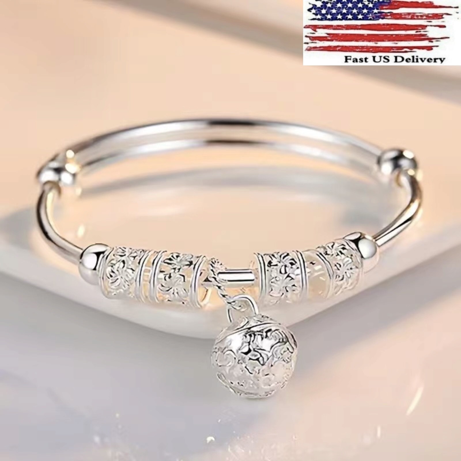 925 Silver women cute Bangle bracelet fashion charm jewelry wedding Gift B94