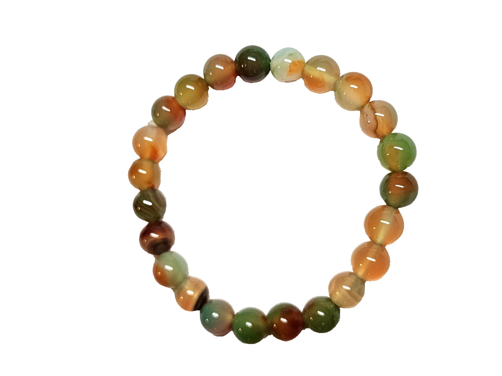 Green-Orange & Brown Serpentine Agate Tiger’s Eye Stretch Bracelet Lot 2 Nature
