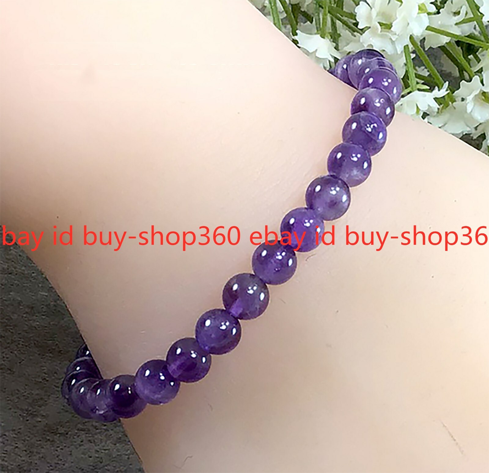 Natural Purple Amethyst Stretchy Bracelet February Birthstone 4mm6mm8mm10mm12mm