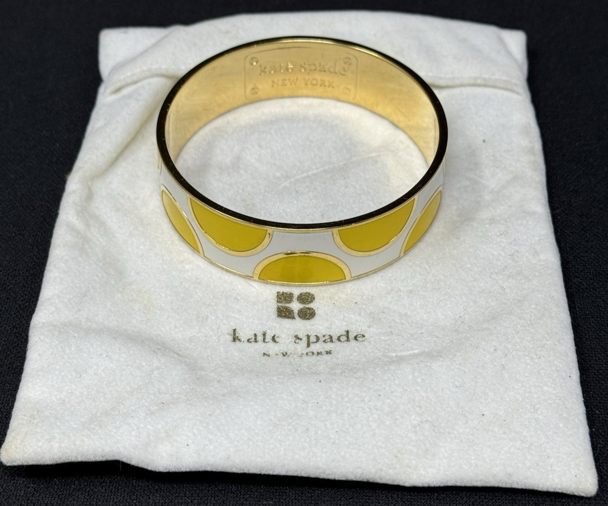 Kate Spade New York Yellow & White Enamel Dot Bangle Bracelet A Place In The Sun