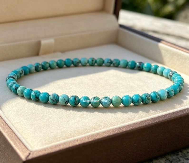 Dainty 4mm Beads Turquoise Stretch Bracelet Healing Crystal Spiritual Jewelry