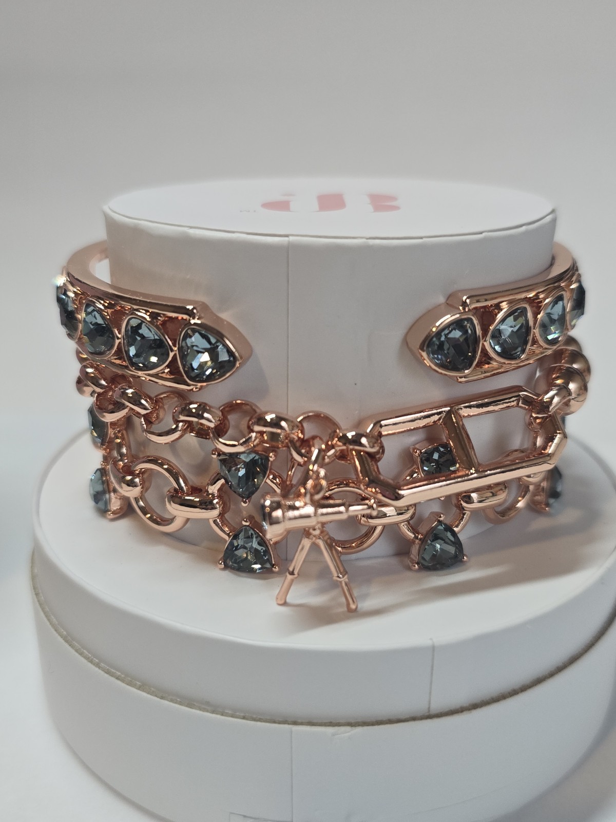Stargazer Society Rose Gold Plated Cable Chain Charm Bracelet Blue Lab ST58260
