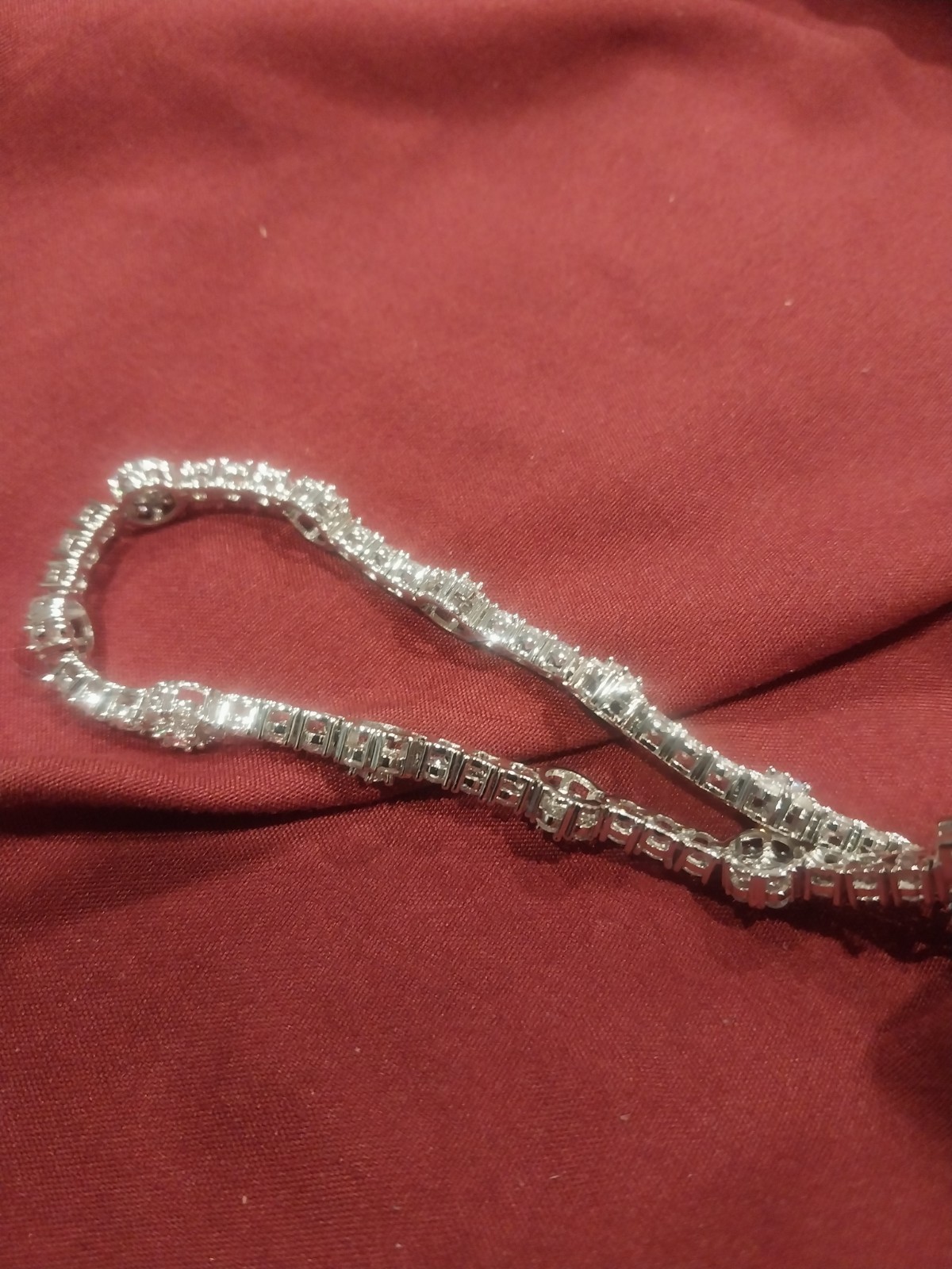 Silver Tennis Bracelet Round White/Colorless Crystal Prong Link Chain