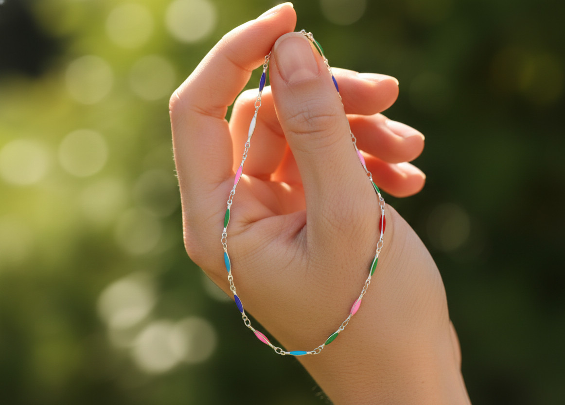 Dainty Enamel Bracelet Colorful Bar Charm Wrist Jewelry Minimalist Stackable