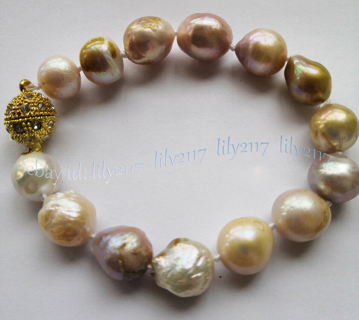 Genuine Natural 10-12mm South Sea Multicolor Baroque Edison Pearl Bracelet 8 in