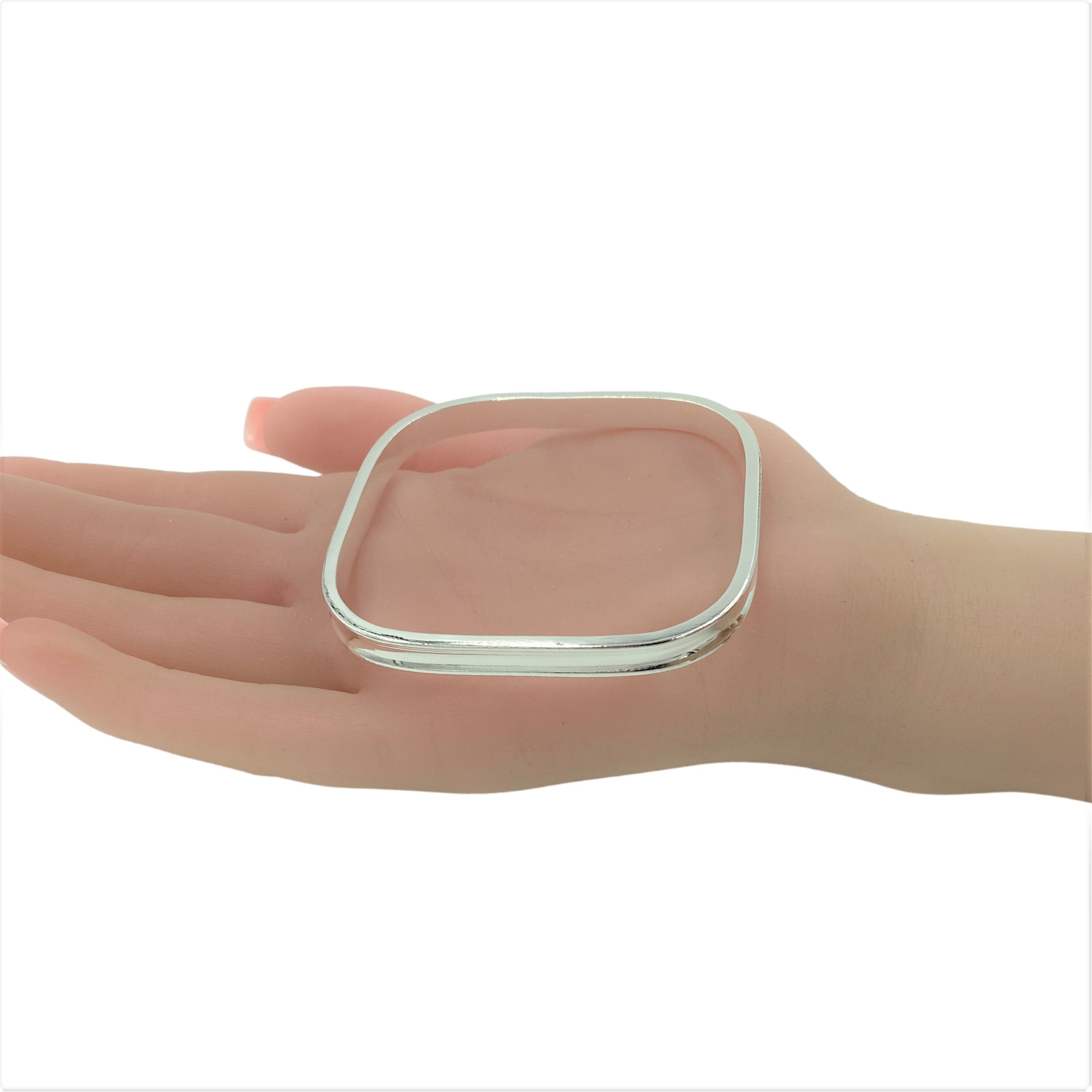 Square Rail Bangle Bracelet Size 7.75 Sterling Silver