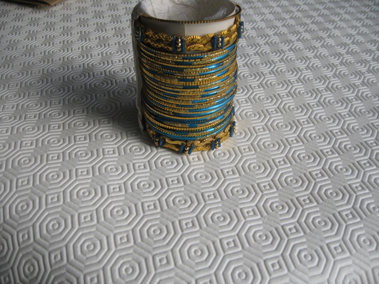 FASHIONABLE TURQOUISE & GOLD 38 MULTI BANGLE SET BOLLYWOOD BLING BARGAIN PRICE