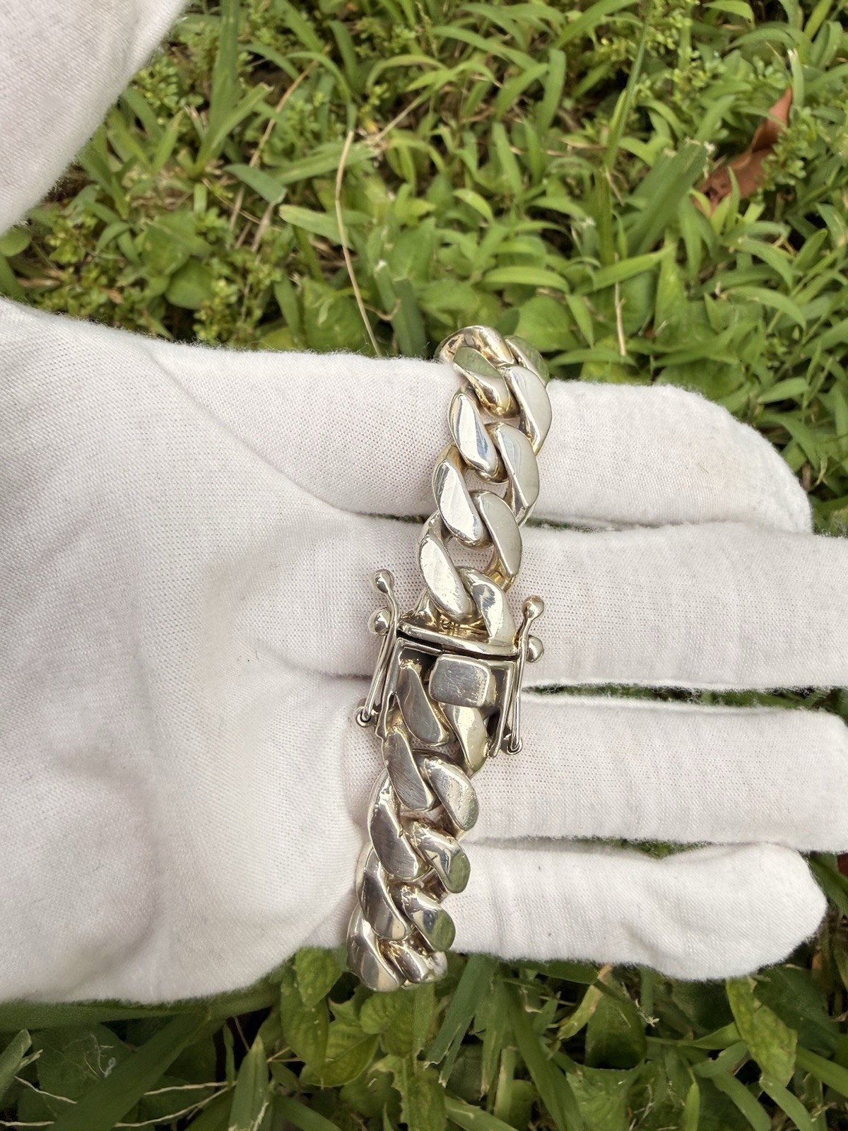 925 Sterling Silver Cuban Link Bracelet 8” 17.9mm 76.53g Heavy Box Clasp