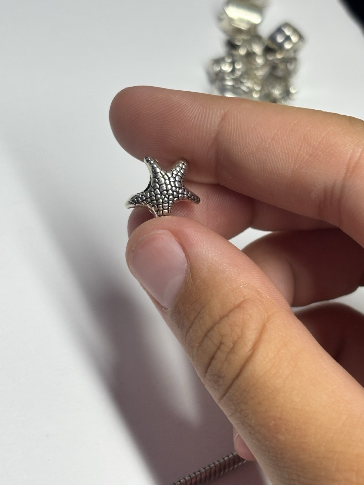 Starfish Charm Bead Silver Tone Fits Snake Chain Charm Bracelet Unbranded