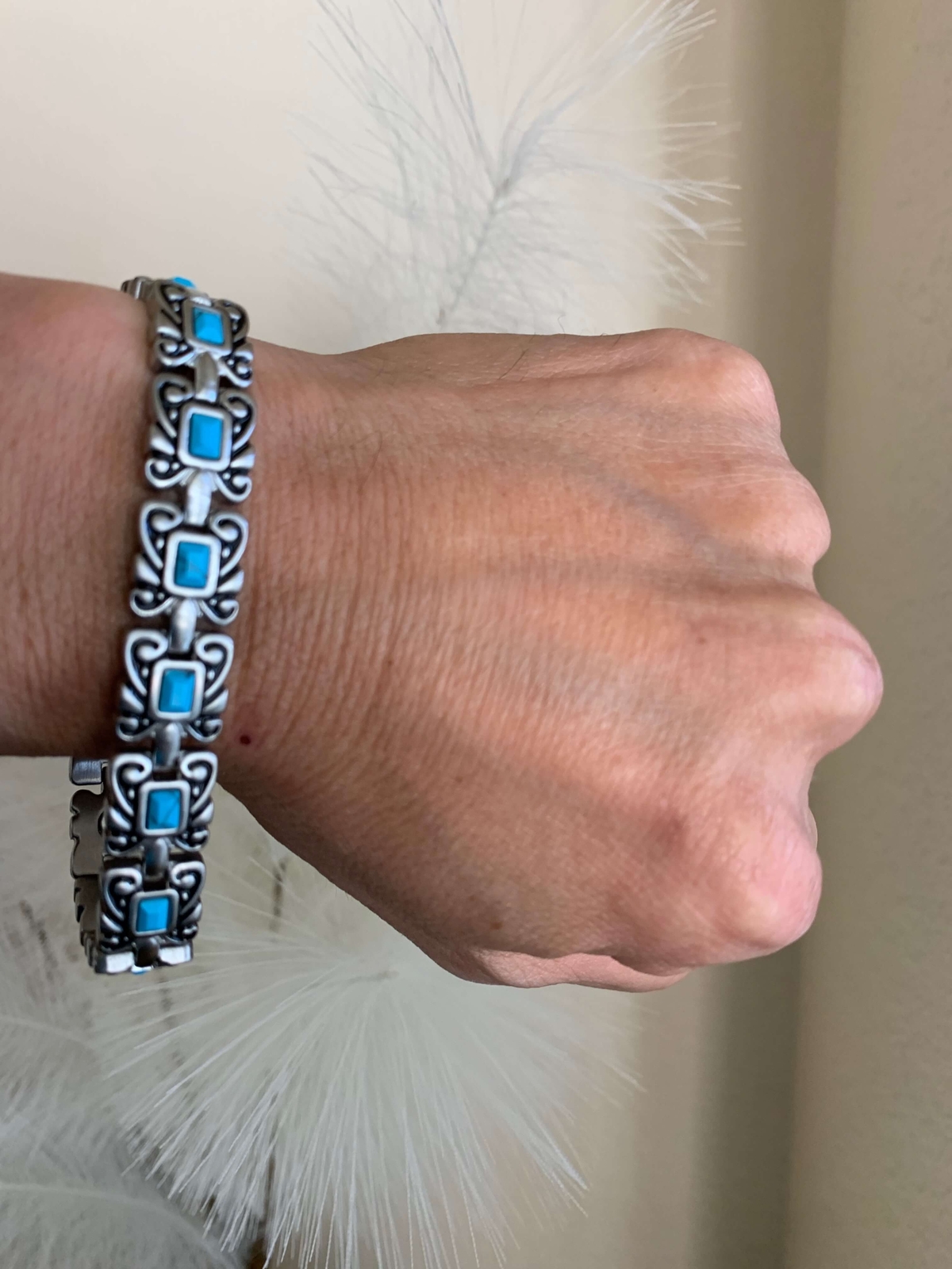 Turquoise Magnetic Bracelet Men Women Restore Balance Energy Arthritis Pain Joy