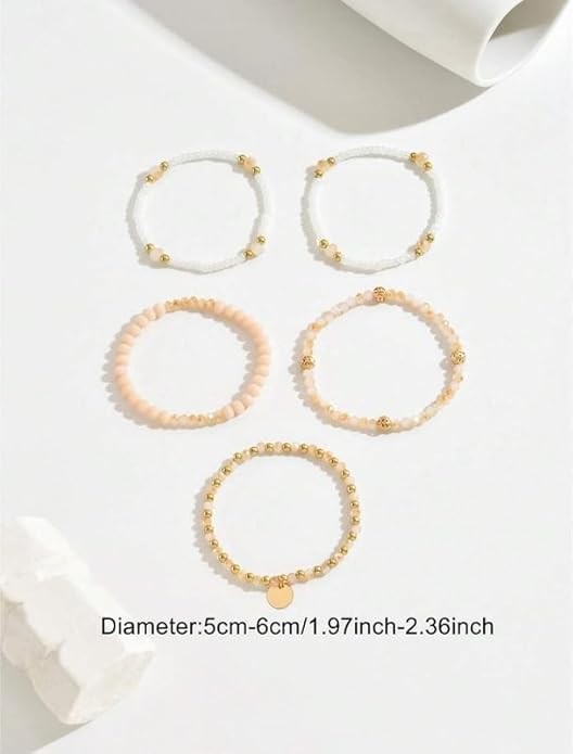 Elastic Boho Beaded Bracelet for Women Stackable Stretch Bracelet Jewelry Gift