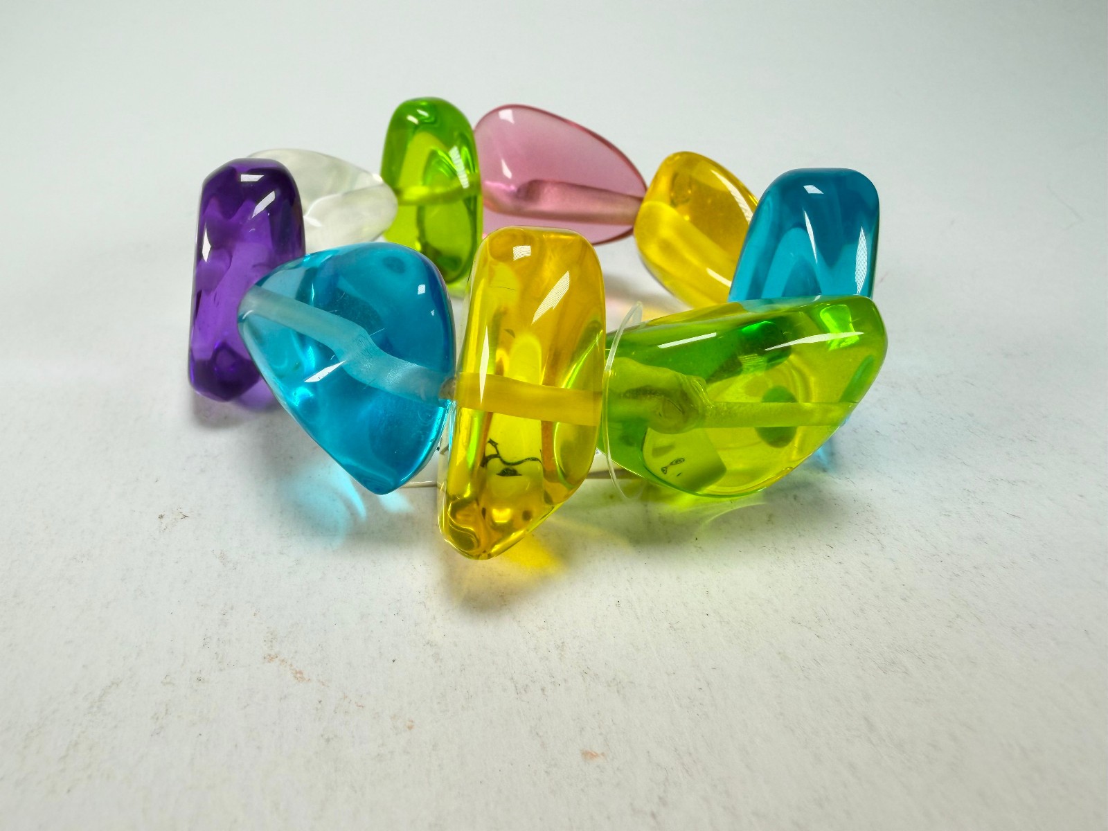 Jackie Brazil “Diamonds” Transparent Summer Mix Flintstone Bone Bracelet (B0211)