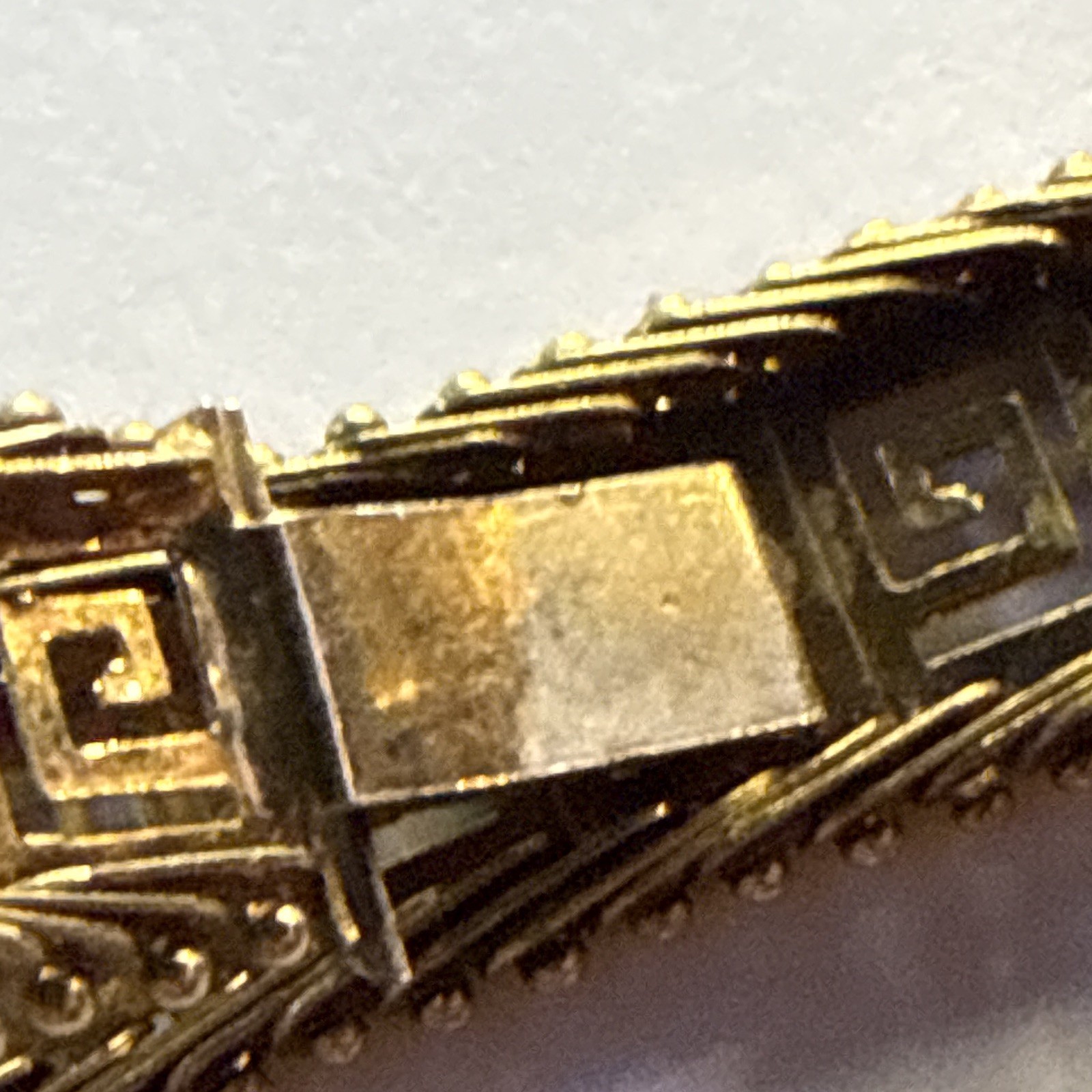 Vintage Italy 925 Sterling Silver Gold Plated Greek Key Meander Bangle Bracelet