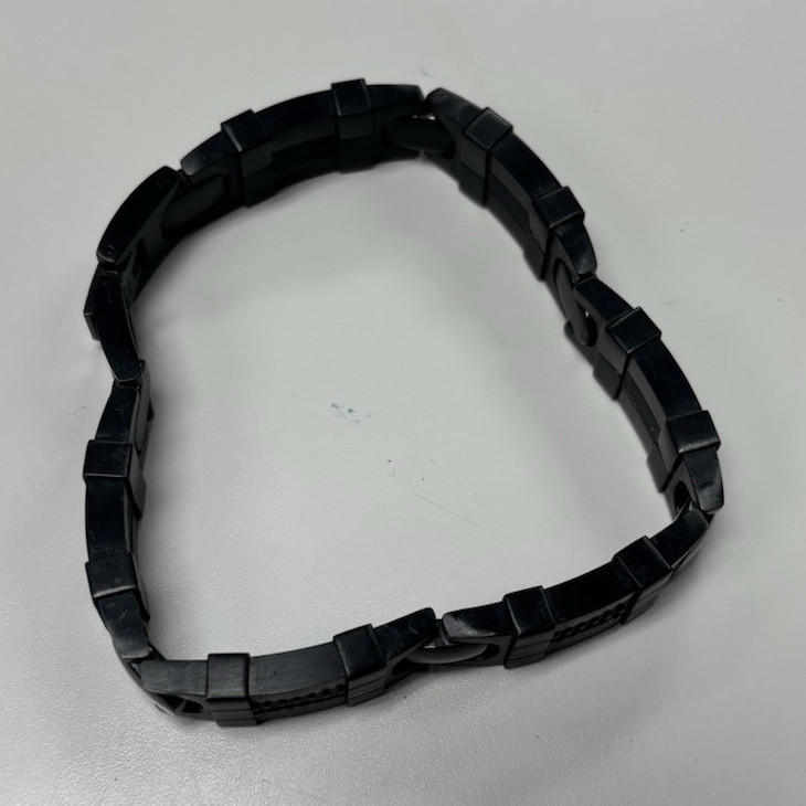 Black Plastic Chain Link Segment Bracelet Band, No Stone