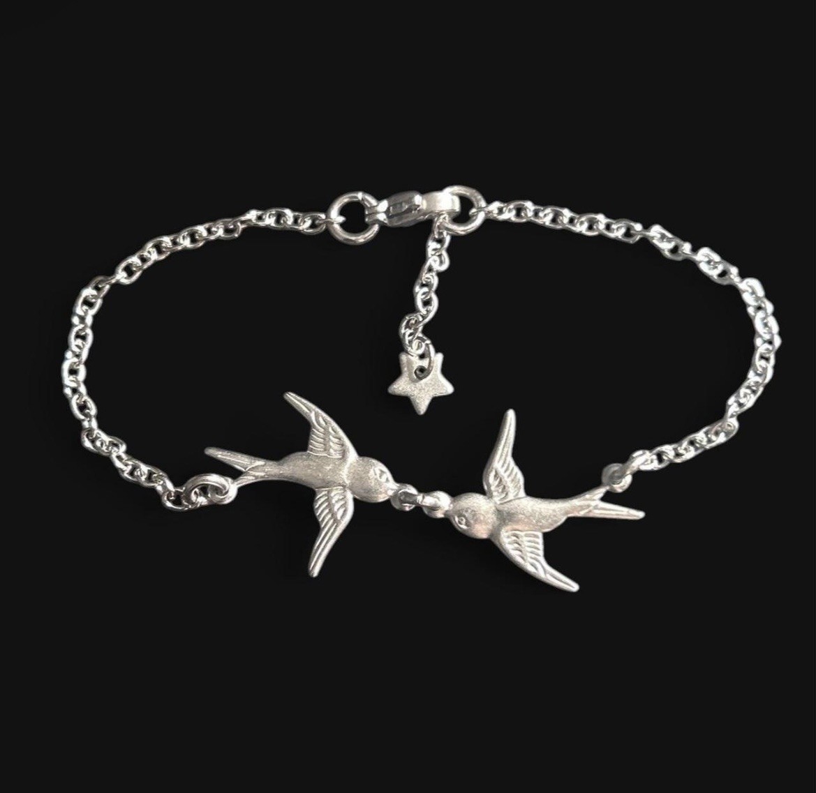 handcrafted stainless steel swallow birds bracelet (17cm length)