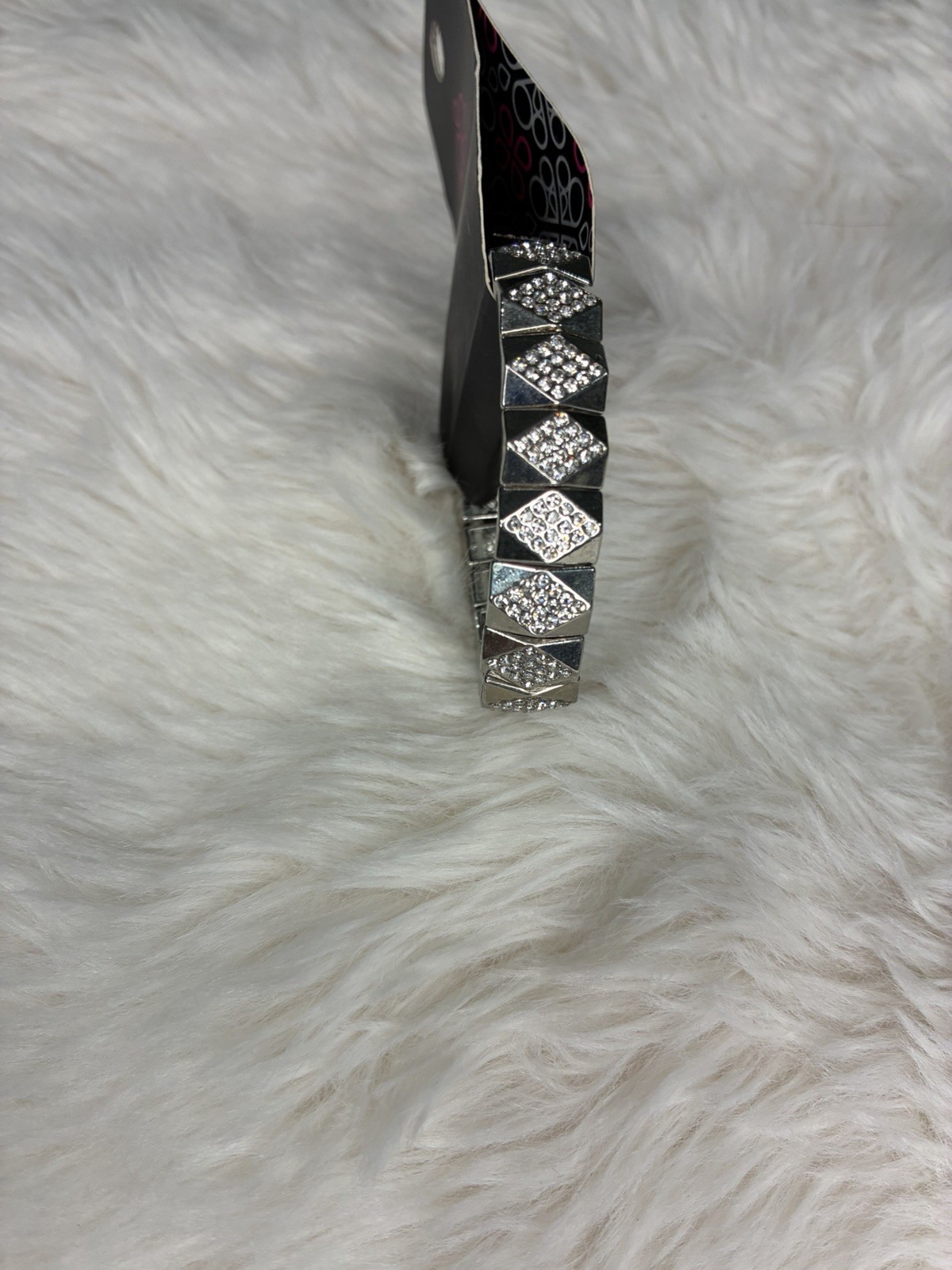 Paparazzi Silver Tone Stretch Link Bracelet w/ Clear Rhinestone Dangle Fringe