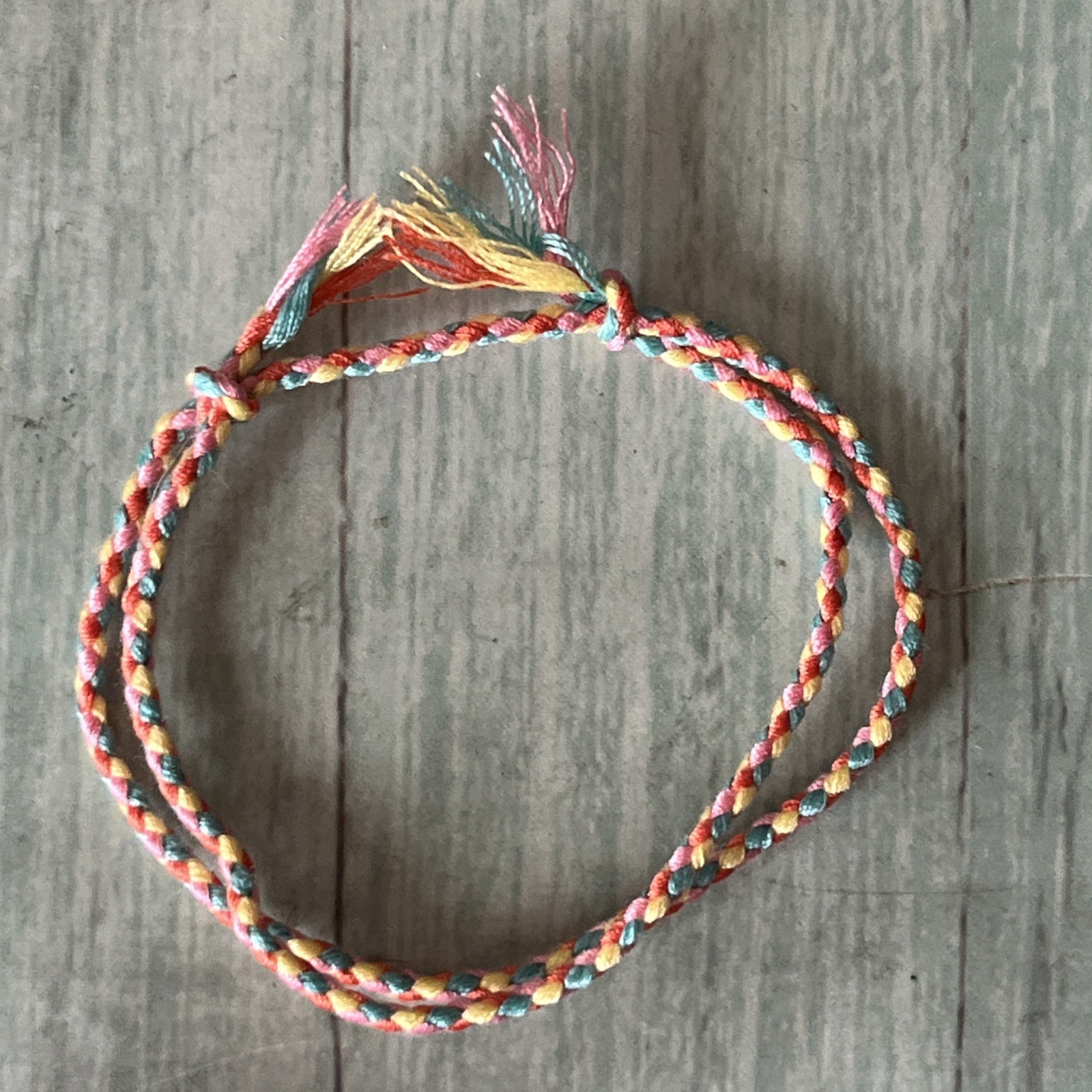 NEW BOHO BRAIDED THREAD FRIENDSHIP BRACELET ADJUSTABLE PINK TEAL ORANGE YELLOW
