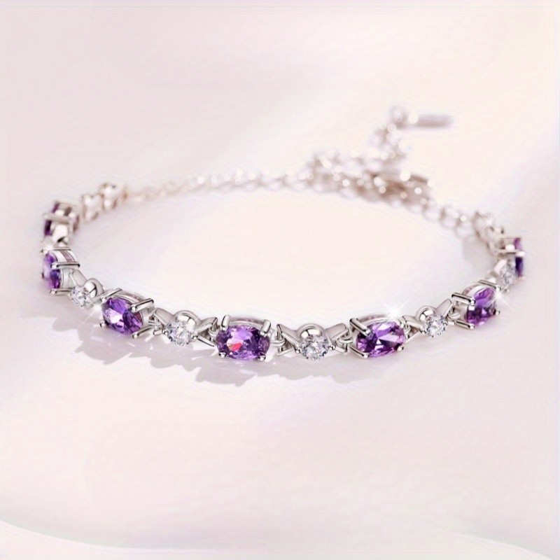 Women’s Fashion Synthetic Amethyst Bracelet Adjustable Bracelet Jewelry Copper