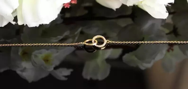 Stunning Chain Bracelet 1Ct Round Cut Simulated Diamond 14K Yellow Gold Plated