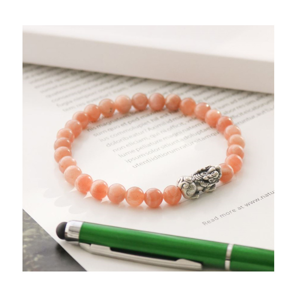 AAA Sunstone Pixiu Bracelet 6mm Natural Gemstone Beaded Lucky Gift Jewelry