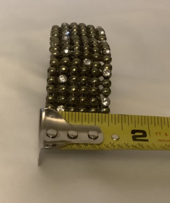 Gold Metal and Clear Crystal Stretch Bracelet