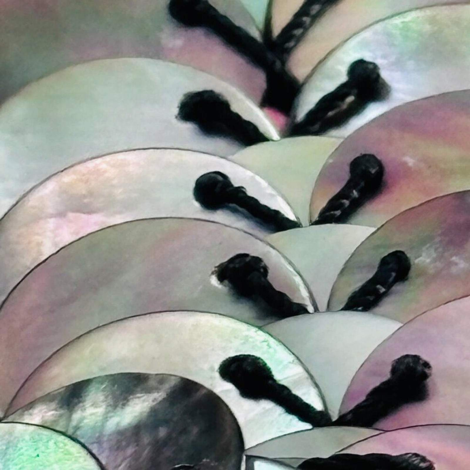 Chico’s Iridescent Mother of Pearl Shell Sequin Statement Bracelet Antiqued