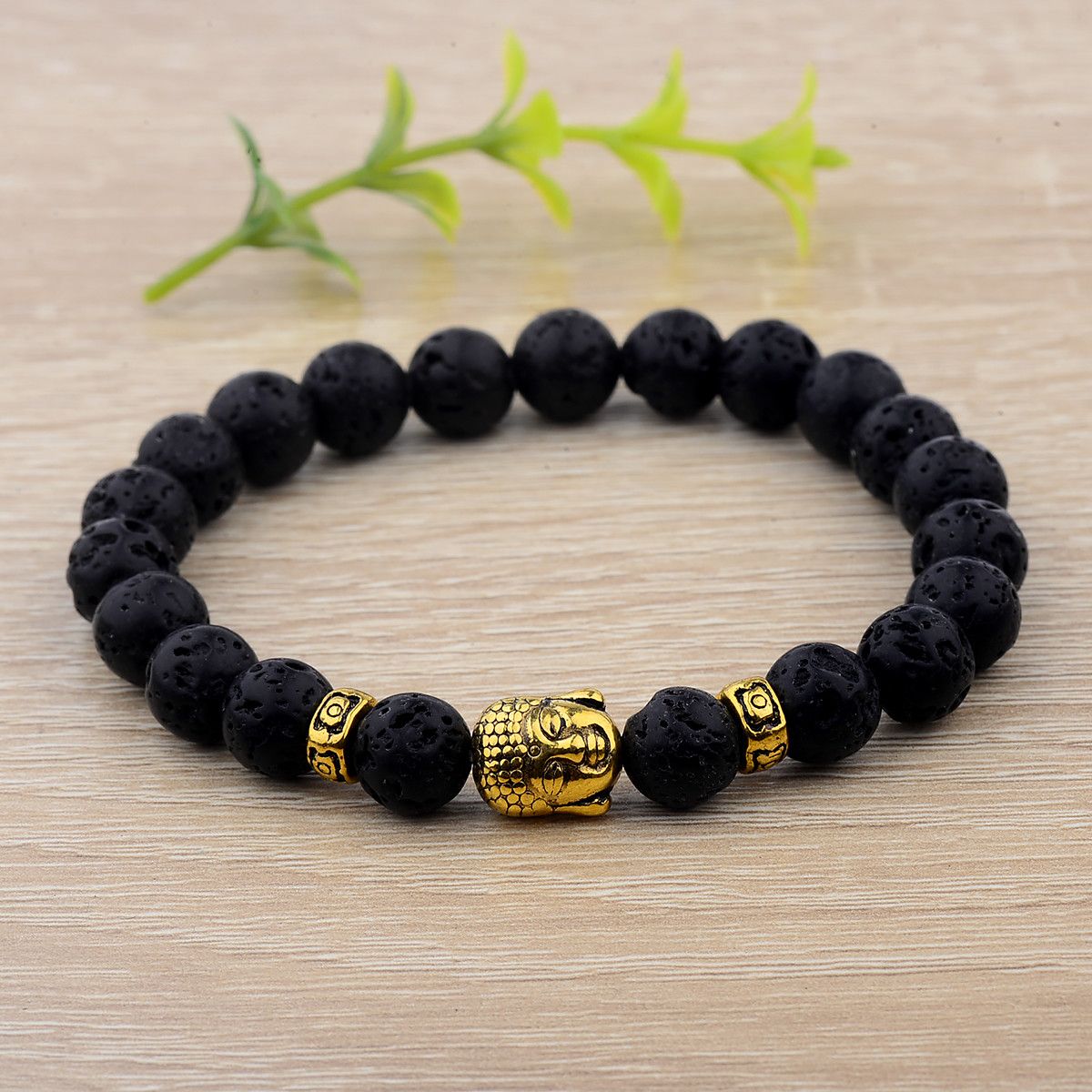 Natural Stone Tiger Eye Beads Buddha Head Women Men’s Yoga Energy Bracelets Gift