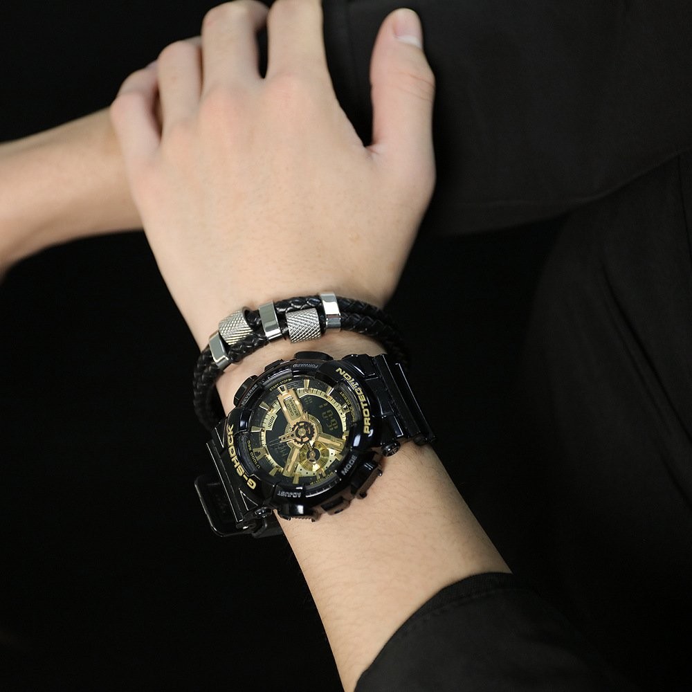 Men’s Stainless Steel Genuine Leather Bracelet Strength Fashion Bangle Wrap Gift