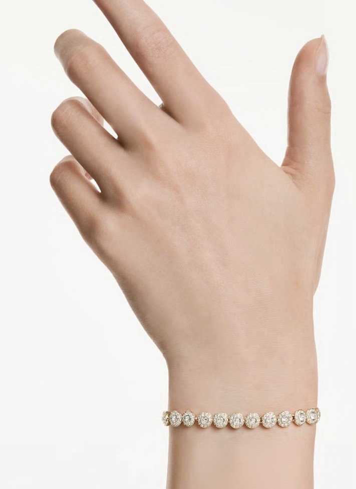 Swarovski-Una Angelic bracelet Round cut, Pavé, Medium, White, Gold-tone plated