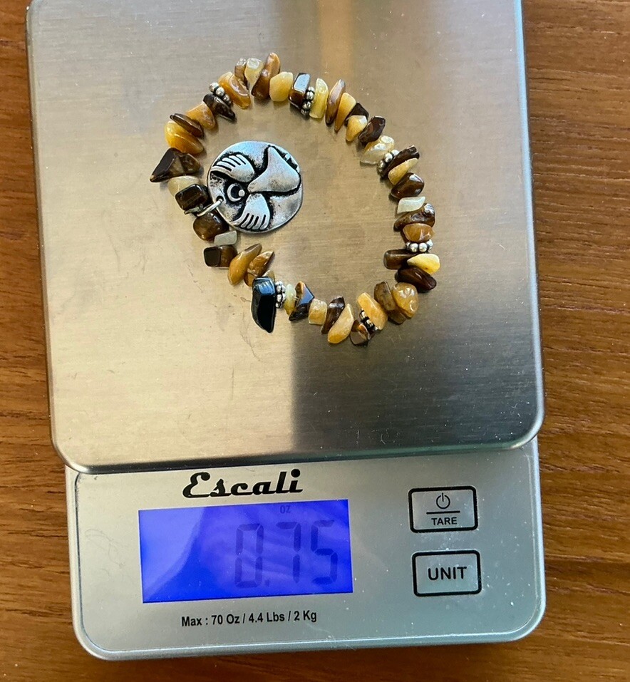 Natural Stone Beaded Bracelet Jewelry Some Tiger’s Eye Angel Pendant Child Size