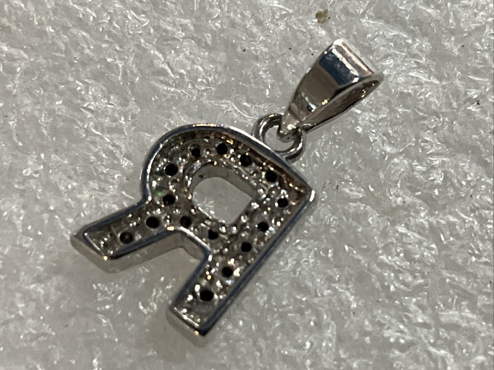 Sterling Silver & CZ Initial Letter R Charm or Pendant FREE SH