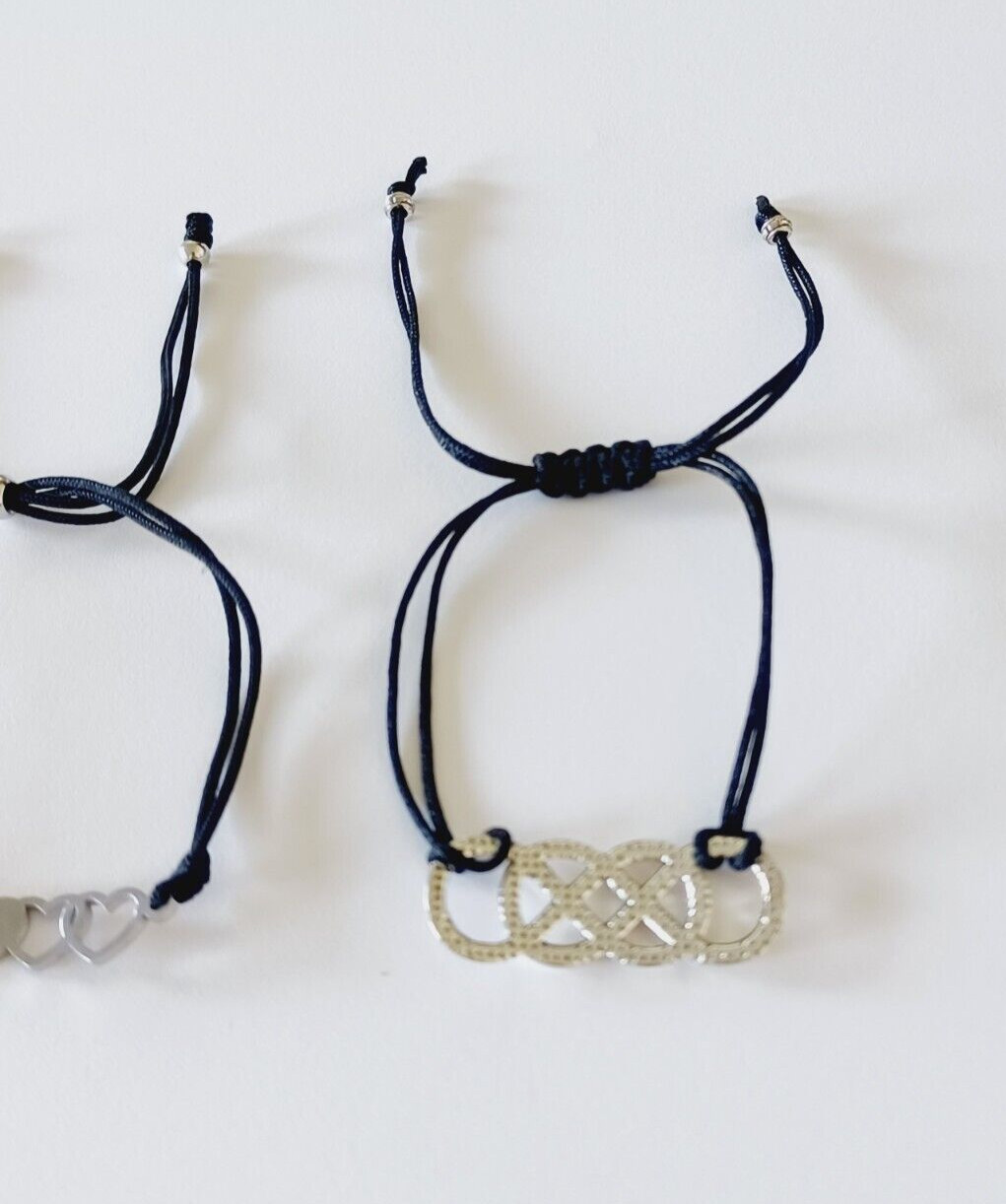 Connecting Hearts & Figure 8 Interloop Adjustable Bracelet Set