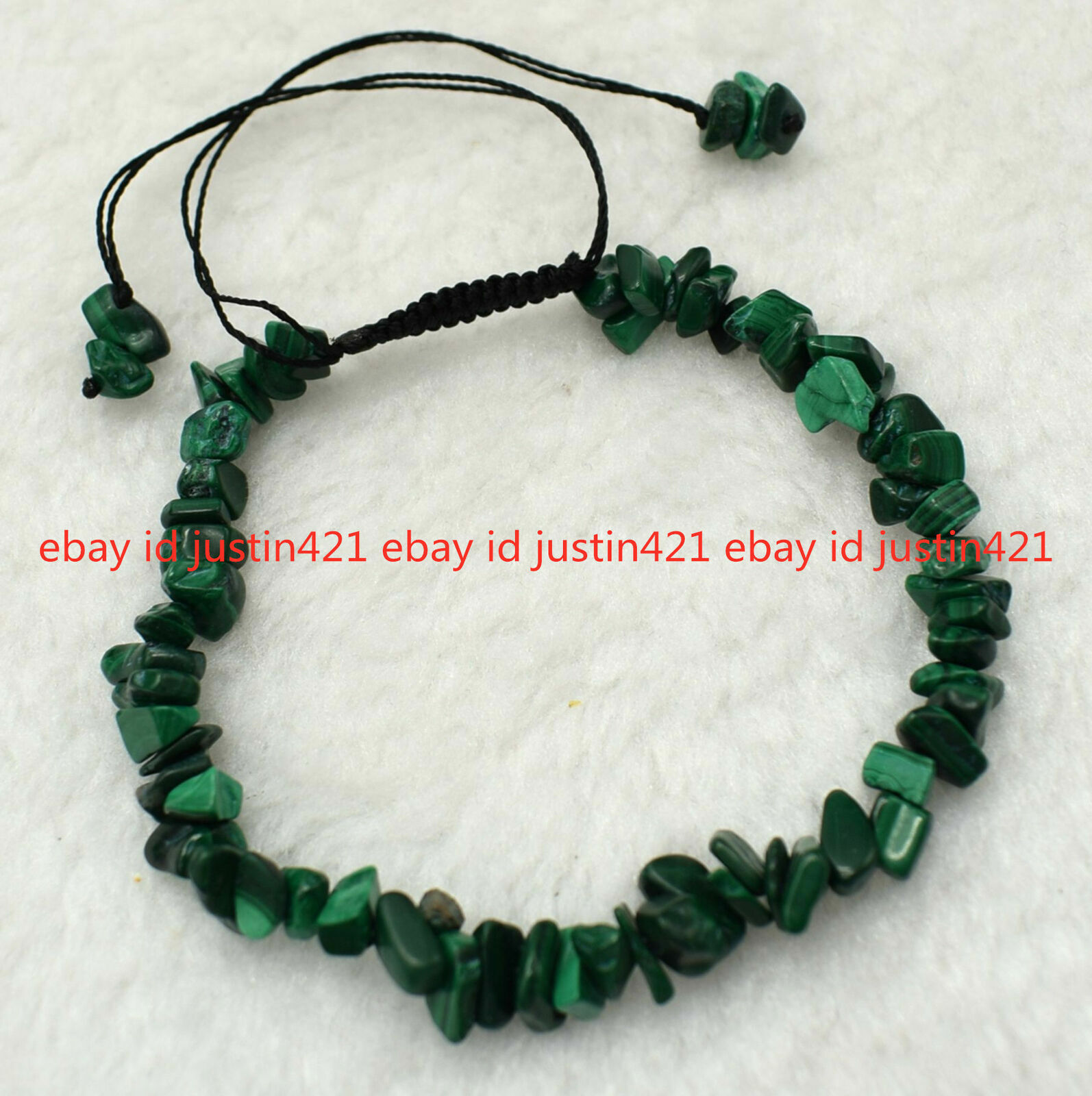 Fashion Natural Green Malachite Gems Irregular Chip Gravel Beads Bracelet 7.5”