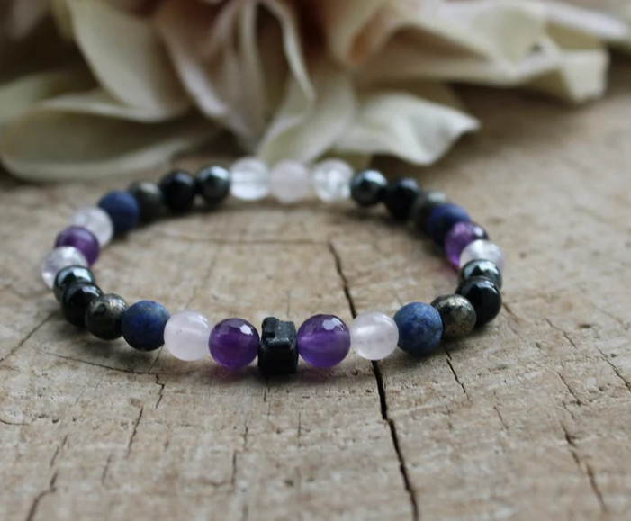 2025 NEW! Empath Protection Bracelet, 6mm Round Bead Stretch Gemstone Bracelet
