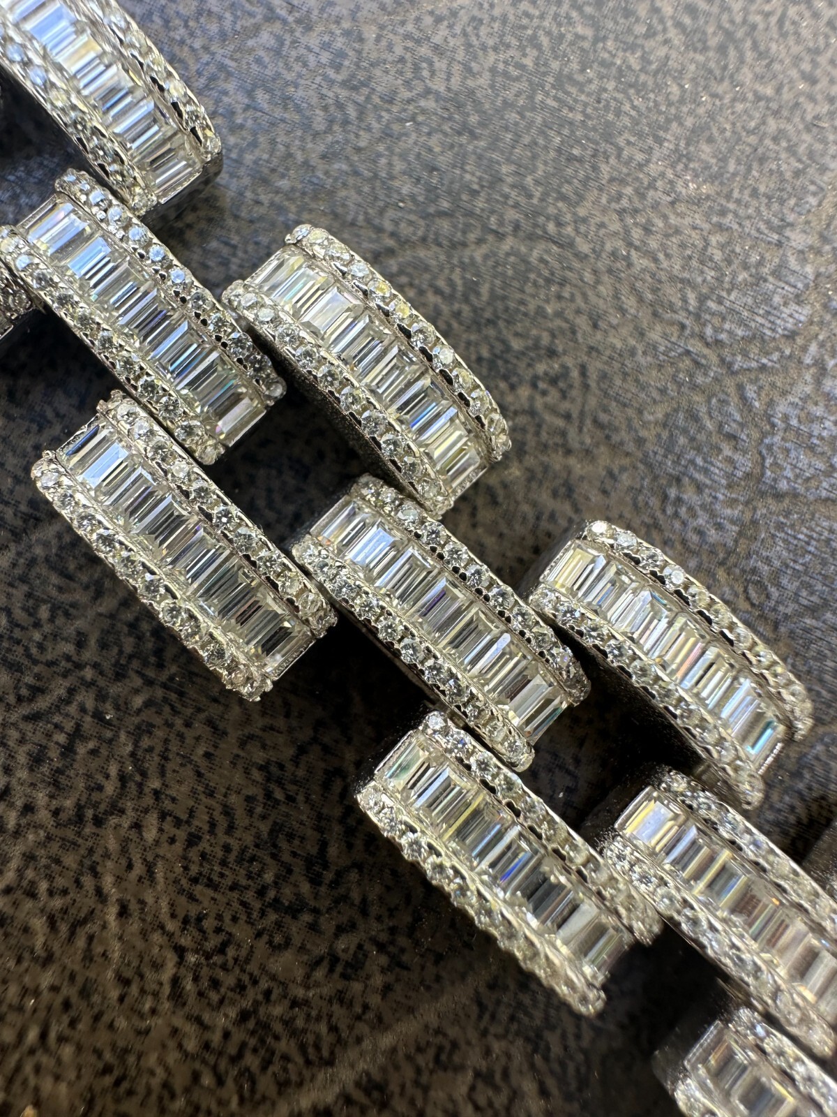 MOISSANITE Baguette 14mm Mens Iced Panther Link Presidential Bracelet Hip Hop