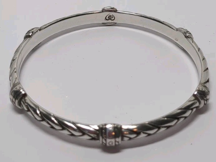 RETIRED Brighton SIERRA SCROLL braid silver Plated bangle bracelet Round