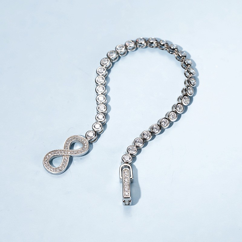 3mm Cubic Zirconia Bubble Bracelet For Women 925 Sterling Silver 18k Gold Plated