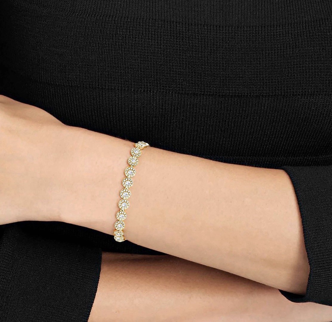 Swarovski-Una Angelic bracelet Round cut, Pavé, Medium, White, Gold-tone plated