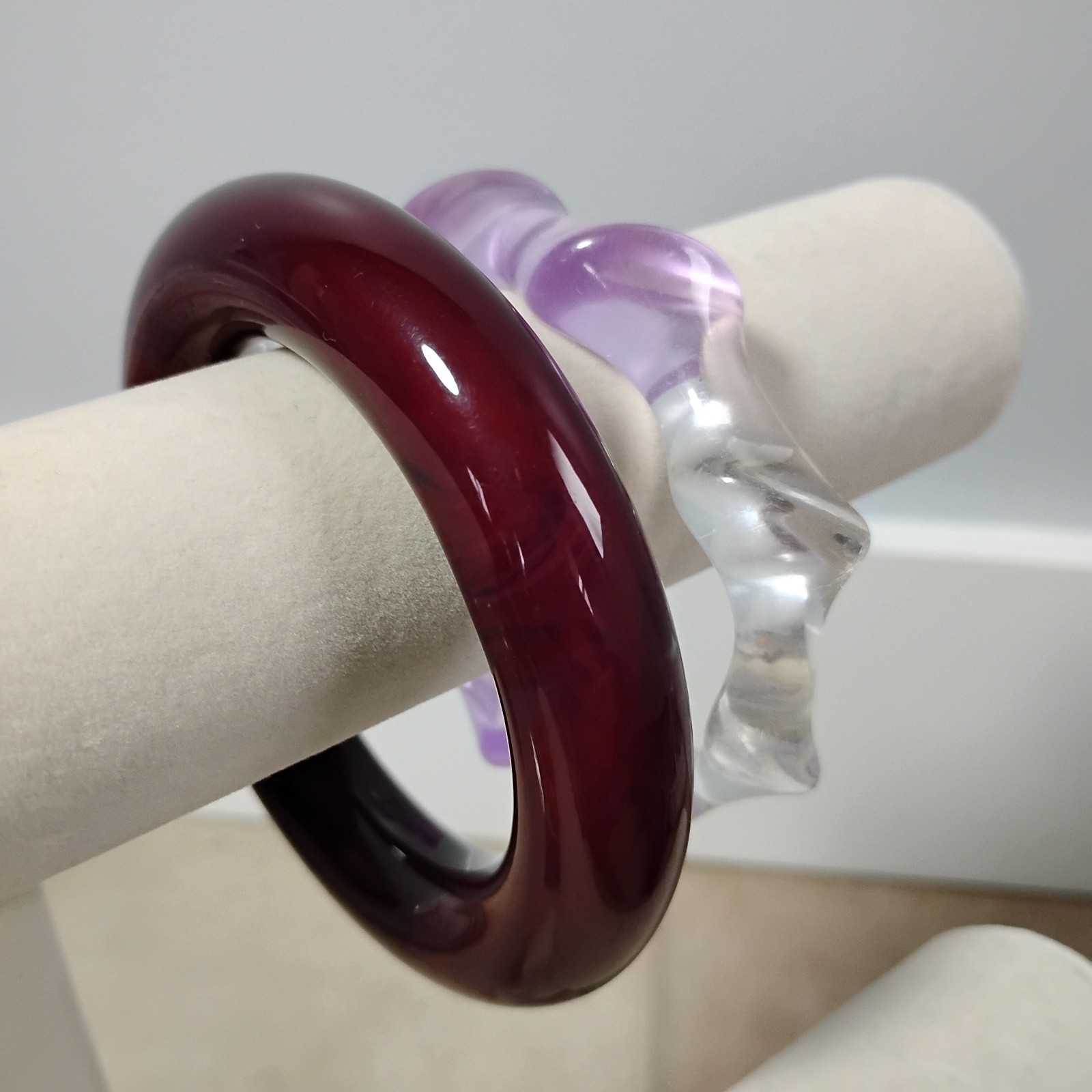 New Purple Clear Burgundy Plastic Resin Bangle Bracelets