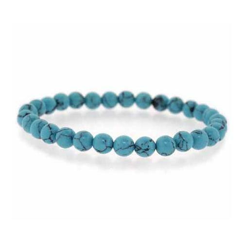 Lab Created Turquoise 6mm Beaded Stretch Bracelet, 7″