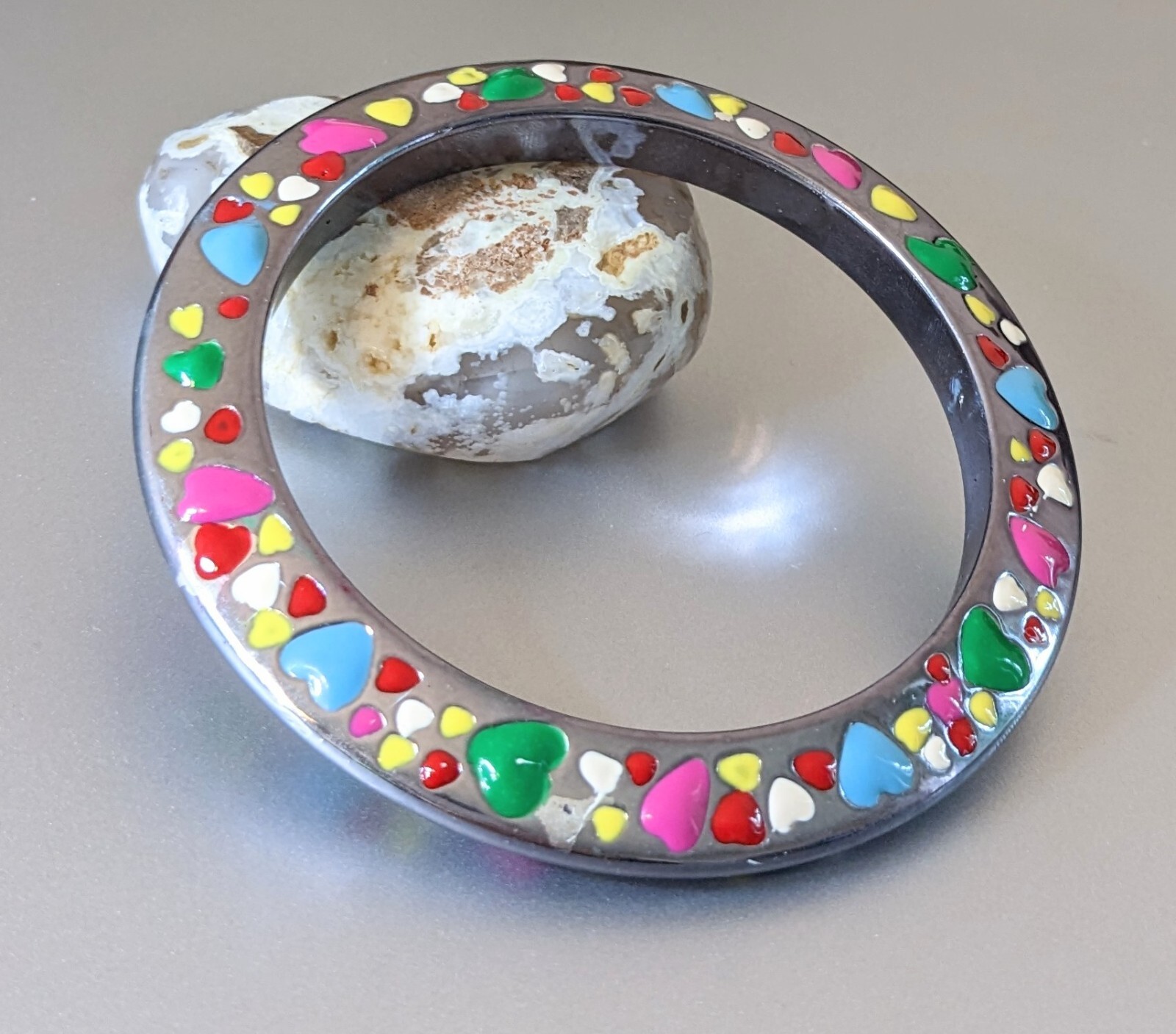 Wholesale Bangles Lot of 6 Resin Bangle Colorful Heart Stackable Free Ship