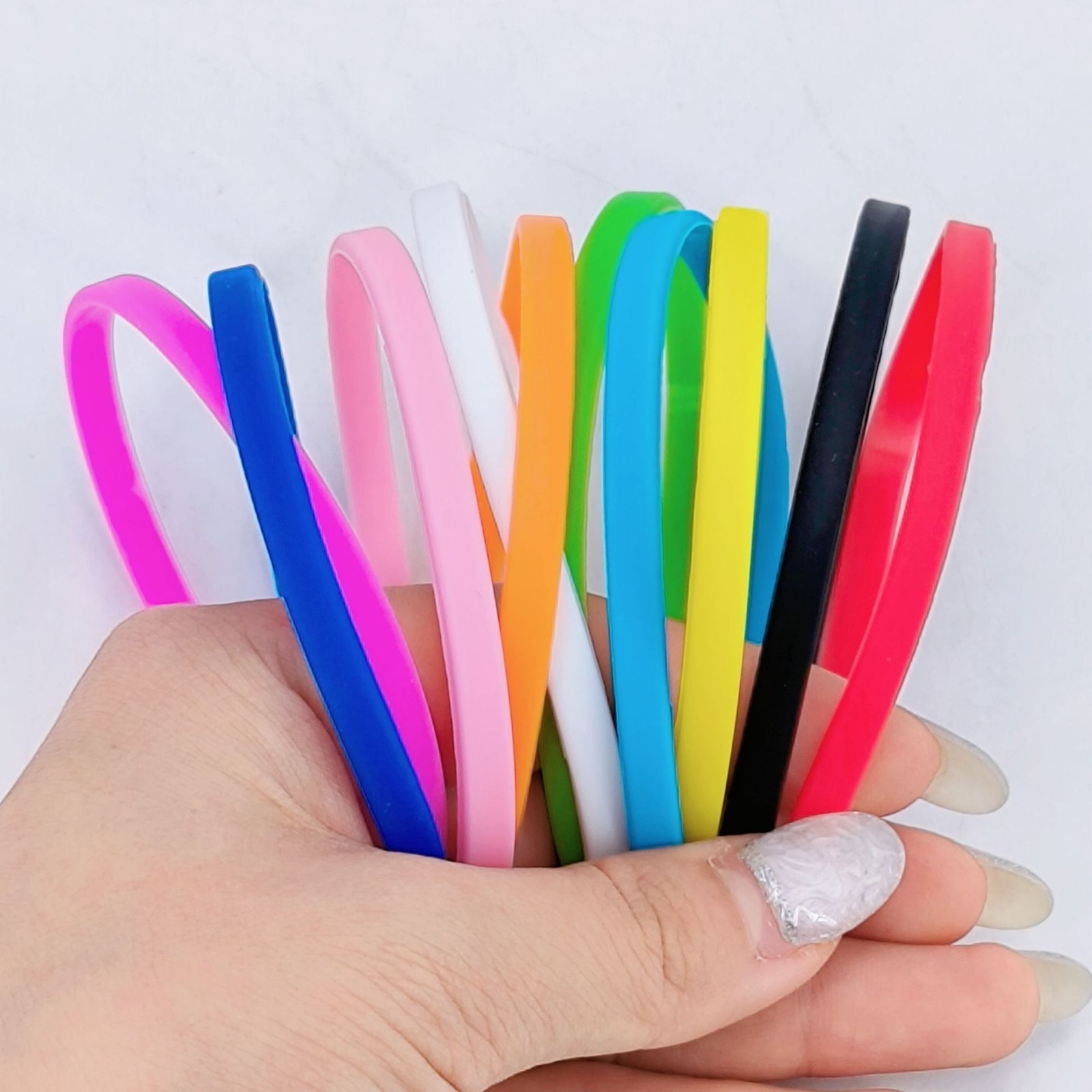 10 20 Pcs Lot Silicone Bracelet Blank Wristband Multi Color Thin Wrist Band