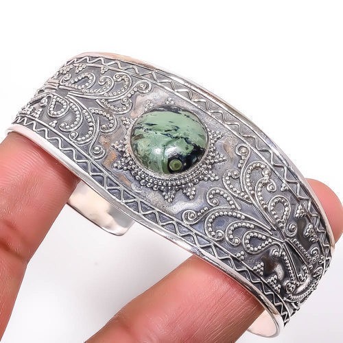 Star Galaxy Jasper 925 Sterling Silver Handmade Jewelry Cuff Adst. C7879-41