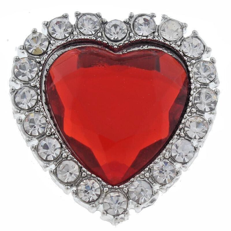 Snap Jewelry Rhinestone Heart Valentine Love fits 18-20mm Fits Ginger Charms
