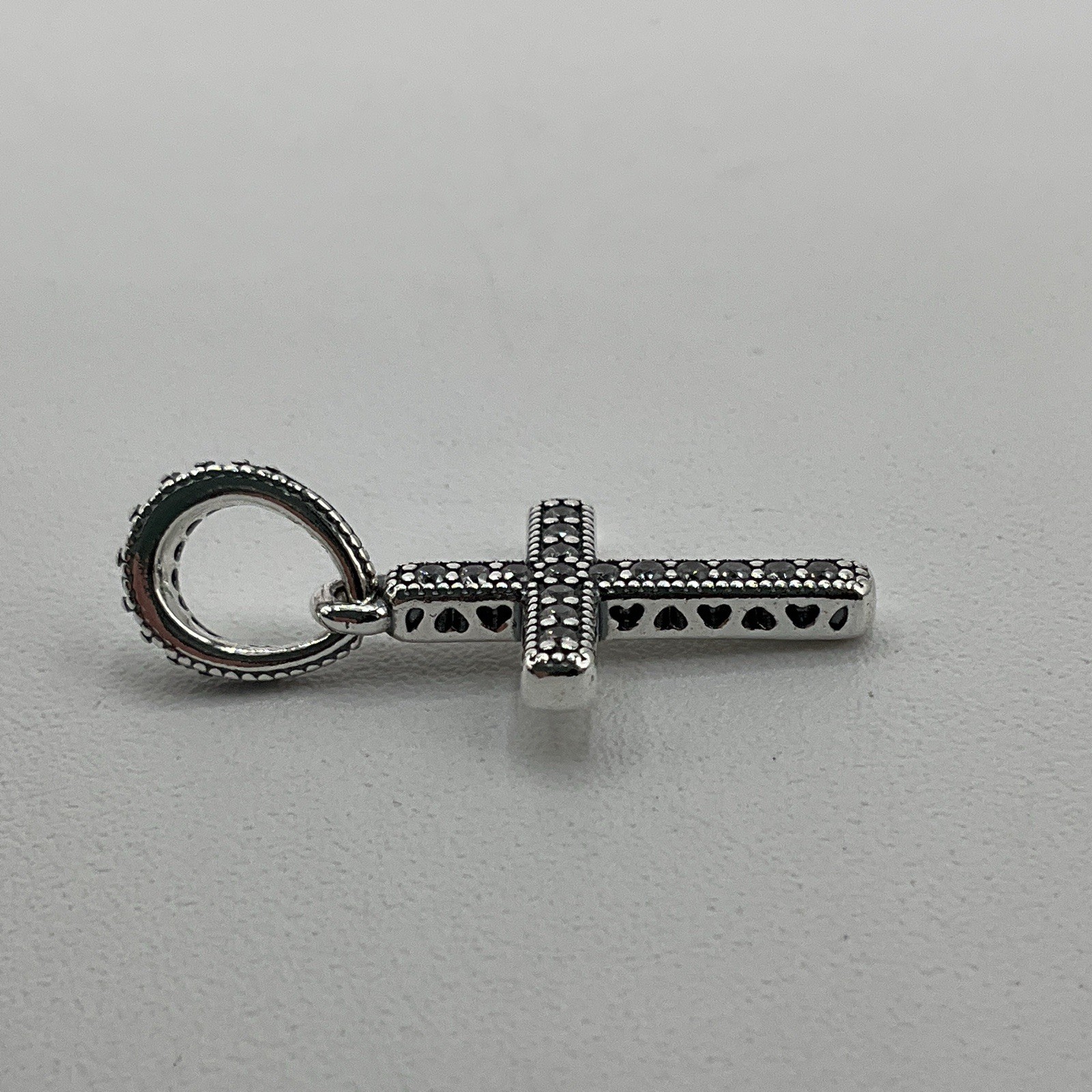 Pandora .925 Sterling Silver With Cubic Zirconia Stones Cross Dangle Pendant