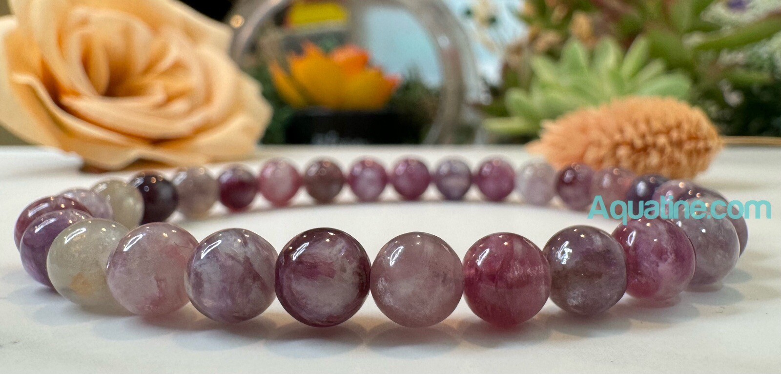 Lepidolite Mica 6mm Natural Crystal Bead Stretch Bracelet CUSTOM SIZING