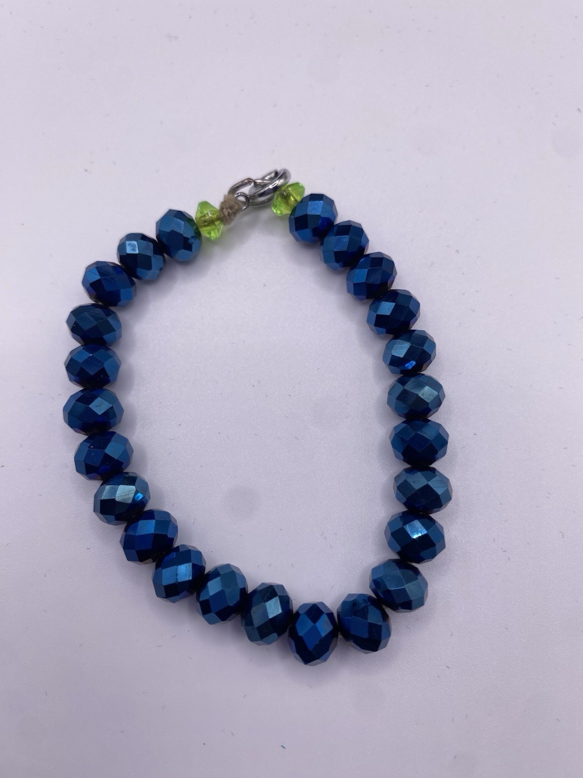 Blue Faceted Crystal Beaded Bracelet Ball/Bead Chain Lobster Clasp